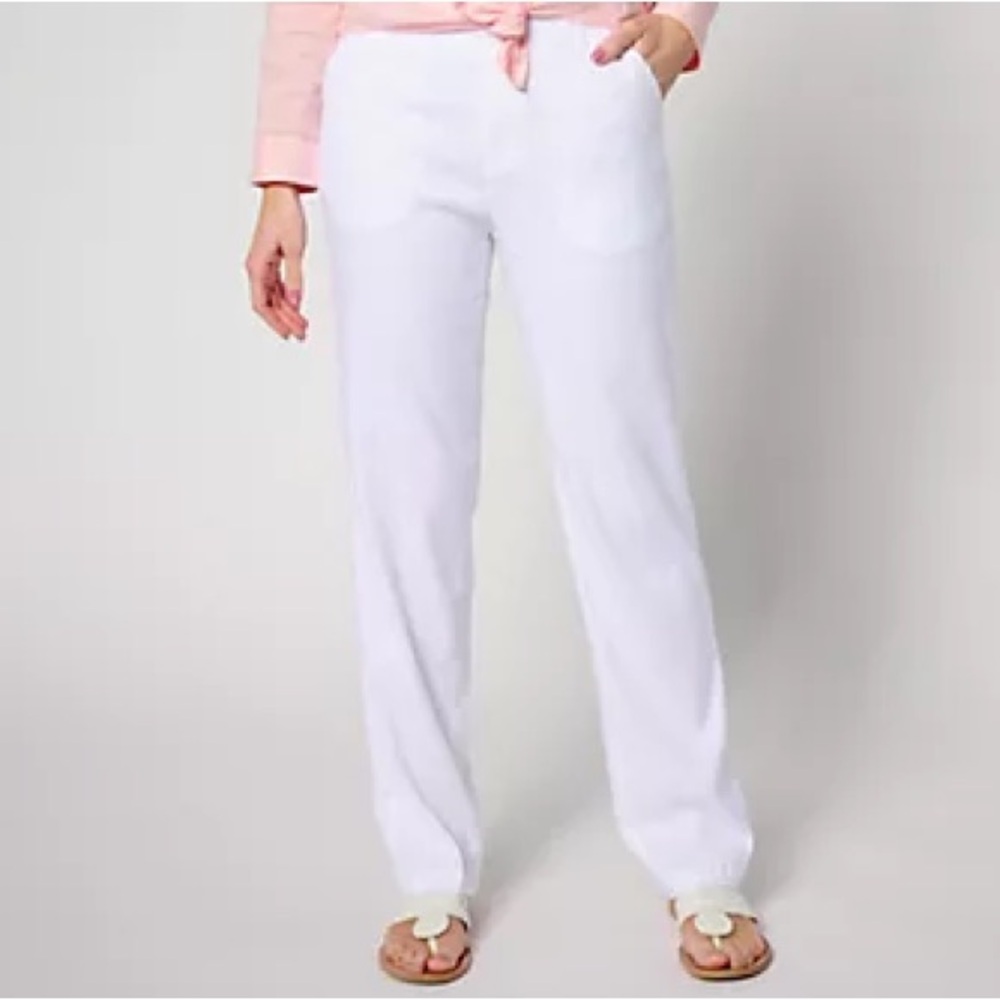 NYDJ White Linen Flowy Pants